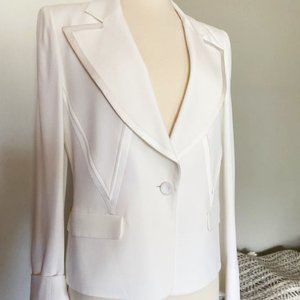 $1088 - Sonia Rykiel Tuxedo Blazer Women's White Jacket sz 40 US S NWT